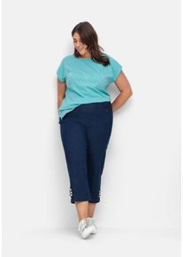 Große Größen 7/8-Jeans mit Zierknöpfen am Saum Gr. 54 blau von sheego für Damen