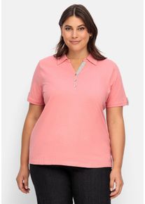 Große Größen Poloshirt mit kurzem Arm und Kontrastdetails Gr. 46 rot von sheego für Damen