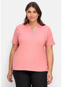 Große Größen Poloshirt mit kurzem Arm und Kontrastdetails Gr. 44 rot von sheego für Damen