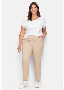Große Größen Gerade Bengalinhose mit hohem Schlupfbund Gr. 48 beige von sheego für Damen