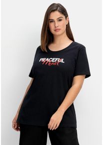 Große Größen T-Shirt mit Statement-Frontdruck Gr. 46 schwarz von sheego für Damen