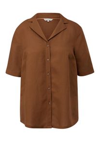 TRIANGLE Große Größen Hemdbluse aus Leinen-Viskose-Mix Gr. 52 braun für Damen