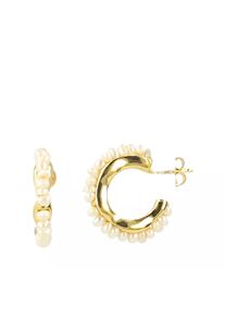 LOTT.gioielli Ohrringe - Classic Creole Clay Pearls small - in gold - Ohrringe für Damen