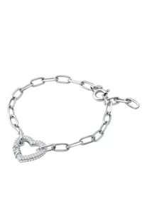 Michael Kors Armband - Michael Kors Sterling Silver Pavé Heart Chain Brac - in silber - Armband für Damen