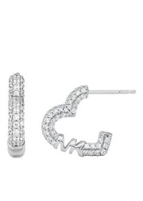 Michael Kors Ohrringe - Michael Kors Sterling Silver Pavé Heart Huggie Ear - in silber - Ohrringe für Damen