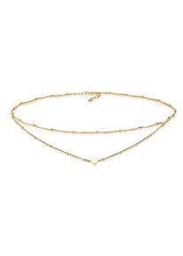 Elli Damen Collier "Choker Layer Kugelkette Herz 925 Silber", 36, ohne Stein, Silber 925 (Sterlingsilber), L: 36cm, gold, Silber 925