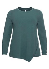 Große Größen Sweatshirt mit asymmetrischem Saum, flauschig Gr. 52/54 grün von sheego für Damen