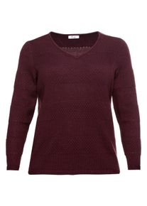 Große Größen Strickpullover mit strukturierten Ringeln Gr. 56/58 rot von sheego für Damen