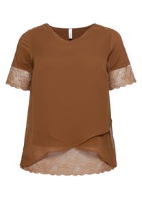 Große Größen Tunika im Lagenlook, mit Spitze Gr. 50 braun von sheego für Damen
