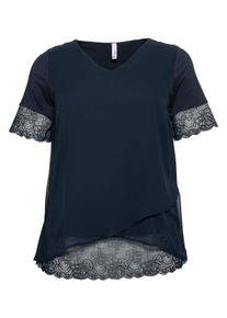 Große Größen Tunika im Lagenlook, mit Spitze Gr. 56 blau von sheego für Damen