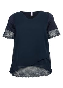 Große Größen Tunika im Lagenlook, mit Spitze Gr. 46 blau von sheego für Damen