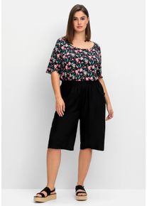 Große Größen Weite Bermudas mit Smokbund, aus Viskose Gr. 40 schwarz von sheego für Damen