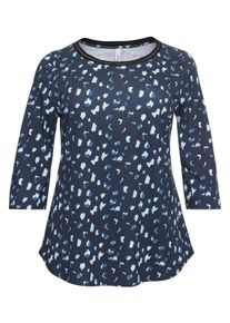 Große Größen Shirt mit Druck und Effektgarn am Rundhalsausschnitt Gr. 56/58 blau bedruckt von sheego für Damen