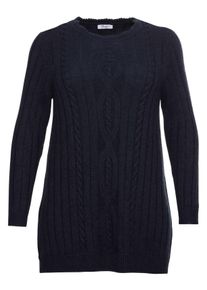 Große Größen Strickpullover mit Zopfmuster, flauschig weich Gr. 44/46 blau von sheego für Damen