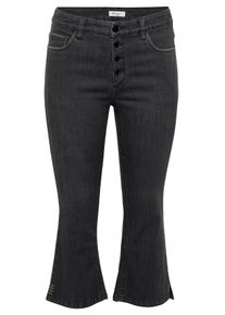Große Größen Bootcut Jeans in 7/8-Länge mit Stickerei am Saum Gr. 54 schwarz von sheego für Damen