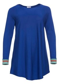 Große Größen Longpullover in nahtloser Strickweise Gr. 56/58 blau von sheego für Damen
