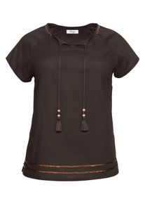 Große Größen Longtunika mit Pailletten, aus Baumwolle Gr. 48 braun von sheego für Damen