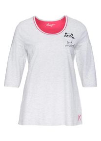 Große Größen Pyjama mit 3/4-Ärmeln und Panda-Druck Gr. 48/50 grau bedruckt von sheego für Damen
