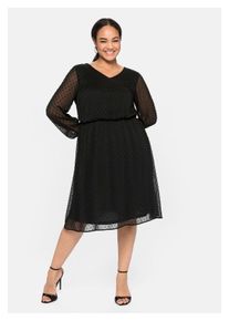 Abendkleid sheego "Große Größen" Gr. 48, Normalgrößen, schwarz Damen Kleider Knielange mit 3D-Effekt, Unterkleid