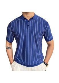 EVSER Herren T-Shirt Polos Sommer Schwarz Streifen T-Shirt Cardigan Slim Fit Herren Weiß Streifen T-Shirt Streifen Casual Top