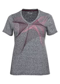 Große Größen Funktionsshirt mit Frontdruck, mit REPREVE® Gr. 52/54 grau von sheego für Damen