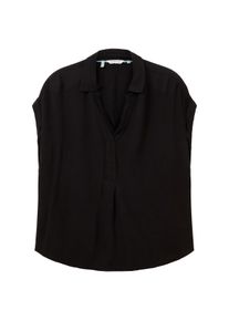Tom Tailor Große Größen Tunika aus Viskose, mit Blusenkragen und kurzem Arm Gr. 48 schwarz für Damen