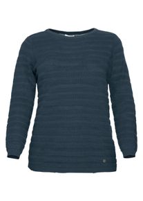 Große Größen Strickpullover in Ringeloptik, mit U-Boot-Ausschnitt Gr. 56/58 blau von sheego für Damen