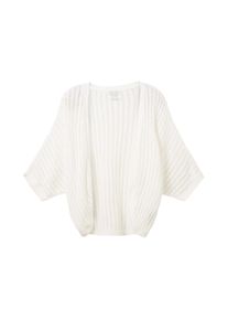 Tom Tailor Große Größen Verschlussloser Cardigan mit 3/4-Arm Gr. 46 weiß für Damen