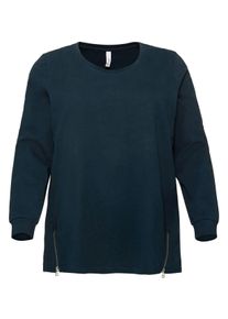 Große Größen Sweatshirt mit Zippern seitlich, in leichter Qualität Gr. 44/46 blau von sheego für Damen