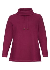 Große Größen Sweatshirt mit weitem Kragen, in Waffelpiqué-Optik Gr. 52/54 rot von sheego für Damen