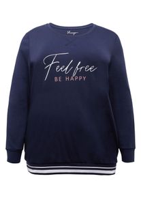 Große Größen Longsweatshirt mit Statementdruck, in Interlock-Qualität Gr. 52/54 blau von sheego für Damen