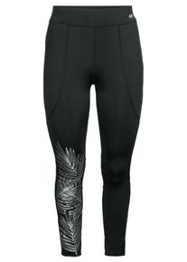 Große Größen Funktionsleggings mit Blätterdruck, reflektierend Gr. 48 schwarz von sheego für Damen