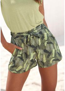 s.Oliver Webshorts grün Gr. 34 für Damen. Mit Allover-Druck. Figurumspielend. Nachhaltig.