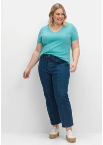 Große Größen Gerade Jeans in Curvy-Schnitt PIA, knöchelfreier Länge Gr. 46 blau von sheego für Damen