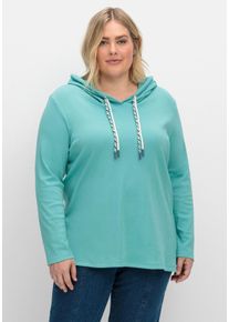 Große Größen Sweatshirt mit doppelten Kapuzenbändern Gr. 56/58 blau von sheego für Damen