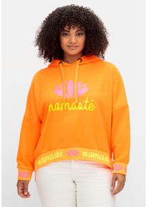 sheego loves miss goodlife Große Größen Kapuzensweatshirt mit Yoga-Frontprint Gr. 52 orange von sheego für Damen
