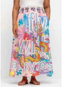 sheego loves miss goodlife Große Größen Maxirock aus Viskose-Satin, im Multicolor-Muster Gr. 50 bunt von sheego für Damen