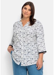 Große Größen 3/4-Arm-Bluse mit Blumenprint, leicht transparent Gr. 44 weiß geblümt von sheego für Damen