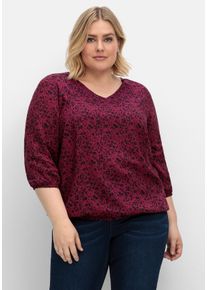 Große Größen Tunika mit Minimalprint und Saum-Gummizug Gr. 40 rot von sheego für Damen