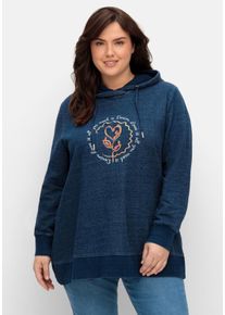 Große Größen Sweatshirt in Denimoptik, mit Frontstickerei Gr. 40/42 blau von sheego für Damen