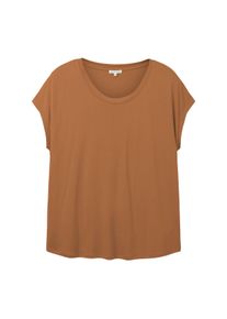 Tom Tailor Große Größen Shirt aus Viskose-Mix mit tiefem Rundhalsausschnitt Gr. 50 braun für Damen