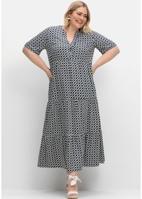 Große Größen Maxikleid mit Alloverprint und Stufenvolants Gr. 56 weiß von sheego für Damen