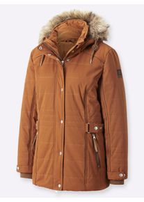 sheego Gro&szlig;e Gr&ouml;&szlig;en Steppjacke mit Pelz-Imitat, abkn&ouml;pfbar, cognac, Gr&ouml;&szlig;e 50 - Damen