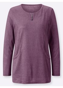 sheego Gro&szlig;e Gr&ouml;&szlig;en Langarmshirt in angerauter Qualit&auml;t, violett-schwarz-meliert, Gr&ouml;&szlig;e 38 - Damen