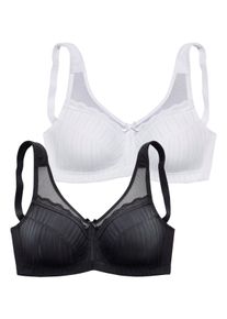 Petite Fleur Große Größen Entlastungs-BH Gr. 105C weiß/schwarz geblümt für Damen