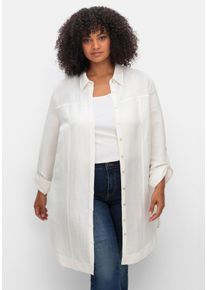 Große Größen Longbluse in Leinenoptik, mit Gummizug hinten Gr. 44 weiß von sheego für Damen
