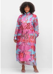 sheego loves miss goodlife Große Größen Maxikleid aus Viskosesatin, mit seitlichen Taschen Gr. 52 pink bedruckt von sheego für Damen