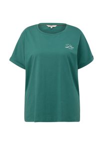 TRIANGLE Große Größen T-Shirt mit Frontdruck und Ärmelaufschlag Gr. 44 grün für Damen