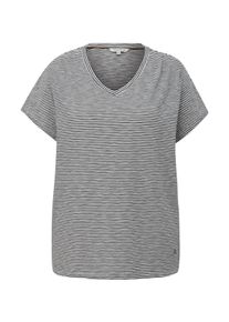 TRIANGLE Große Größen Gestreiftes T-Shirt mit Ärmelaufschlag und V-Ausschnitt Gr. 46 weiß gestreift für Damen