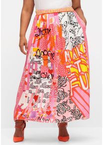 sheego loves miss goodlife Große Größen Maxirock aus Viskose, im Multicolor-Mustermix Gr. 48 pink von sheego für Damen